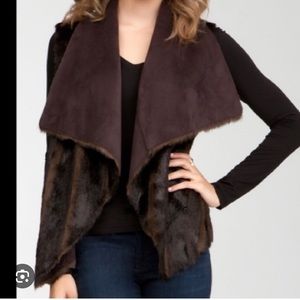 Faux suede reversible fur vest